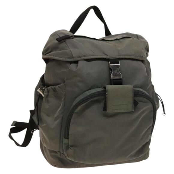 PRADA Backpack Nylon Khaki Silver